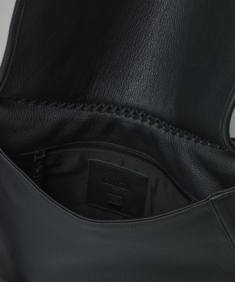 Saddle Bag in Black Grained Leather - Callista