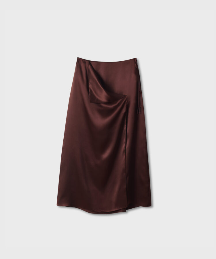 Midi Flap Skirt in Silk