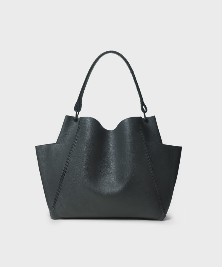 Shoulder Bag in Charcoal Grained Leather