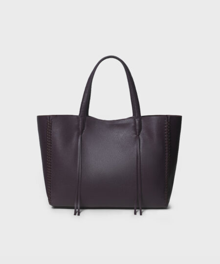 Medium Tote in Black Grained Leather - Callista