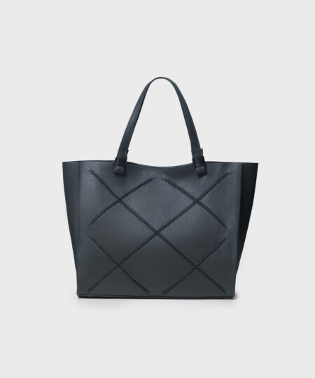 Medium Tote in Black Grained Leather - Callista