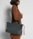 Top Handle Bag in Charcoal Grained Leather