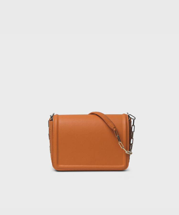 Maxi Box Bag in Orange Smooth Leather