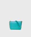 Mini Box Bag in Aqua Croc-Effect Glossed Leather