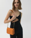 Mini Box Bag in Orange Smooth Leather