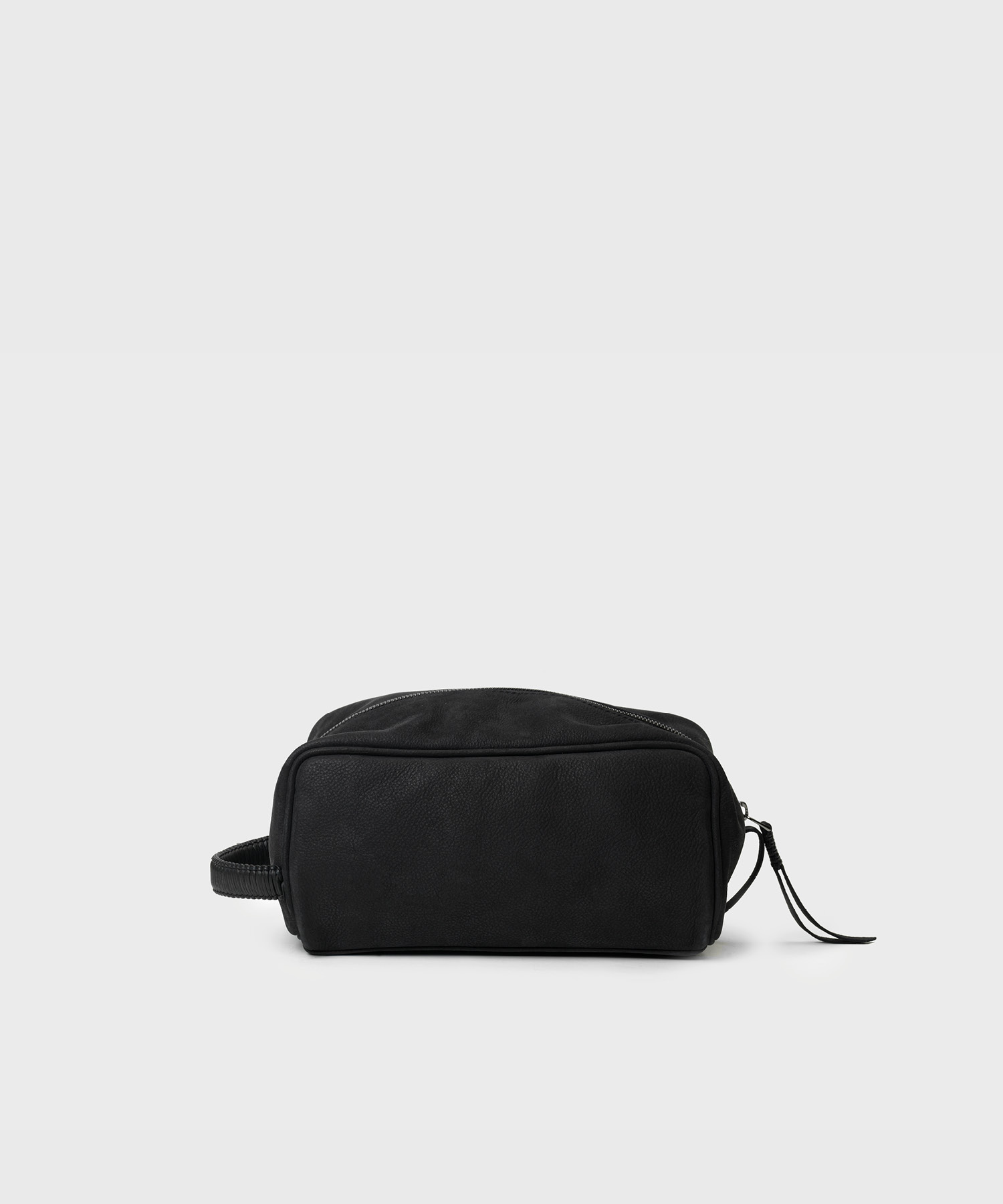 Wash Bag in Black Grained Leather - Callista