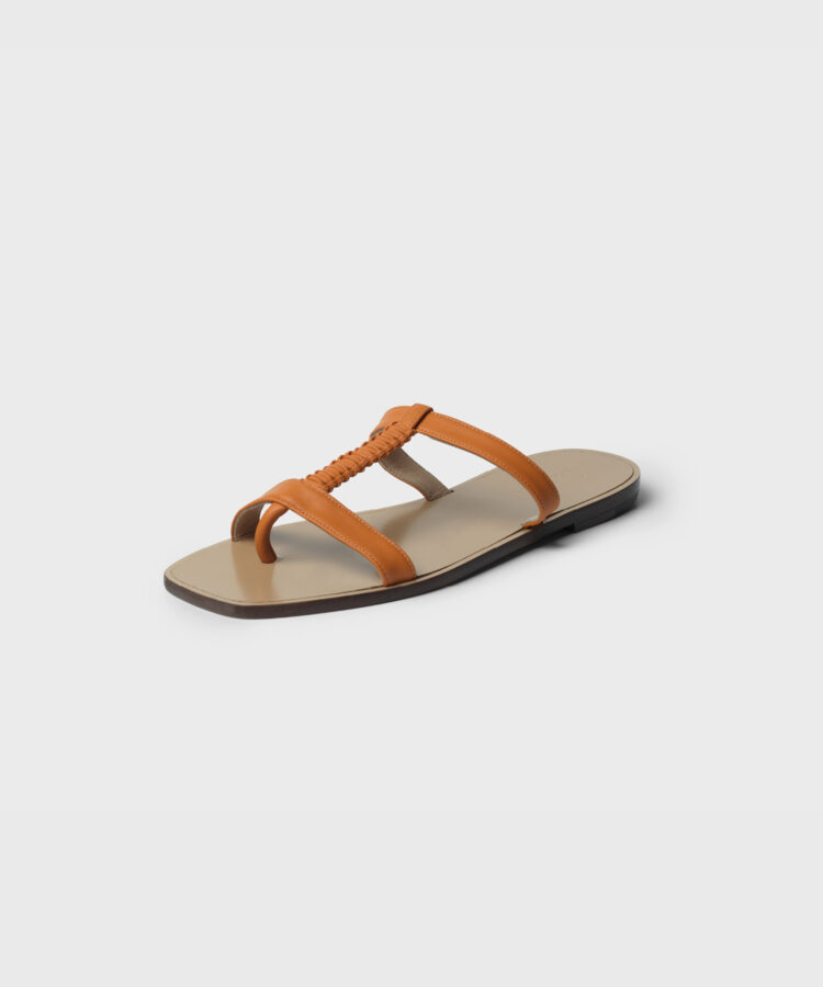 Capri Sandals in Orange Grained Leather