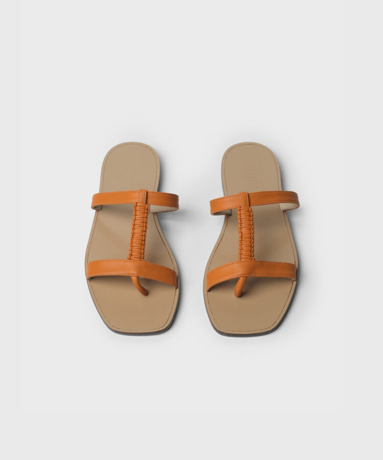 Capri Sandals in Orange Grained Leather