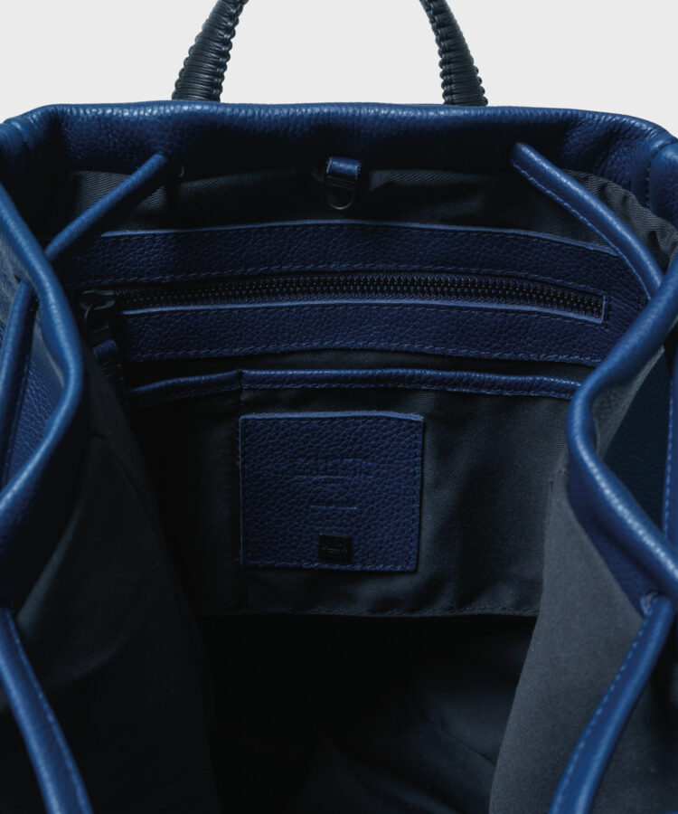 Backpack in Blue Grained Leather