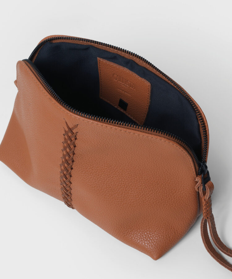 Maxi Vanity Case in Caramel Grained Leather