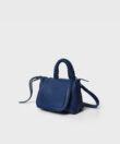 Mini Top Handle 23 in Blue Grained Leather