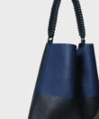 Duo Slim Tote 23 in Black/Blue Grained Leather