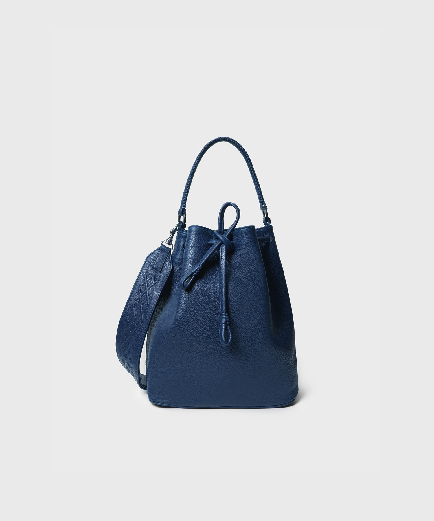 Bucket Bag in Blue Grained Leather - Callista