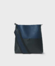 Duo Slim Messenger Lima in Black/Blue Grained Leather