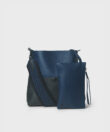 Duo Slim Messenger Lima in Black/Blue Grained Leather