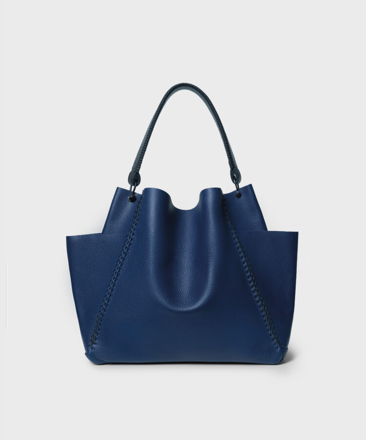 Shoulder Bag in Blue Grained Leather