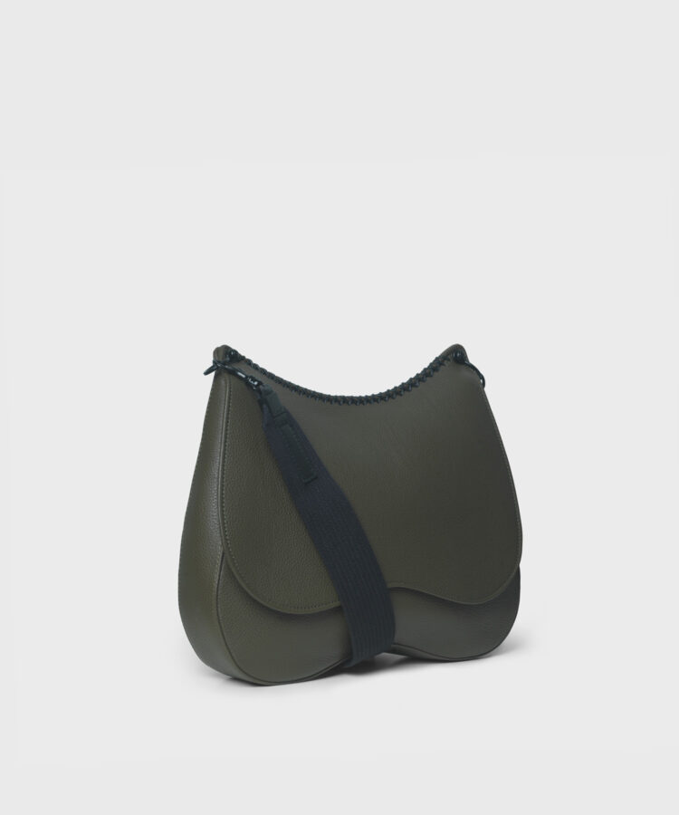 Saddle Bag in Khaki Grained Leather