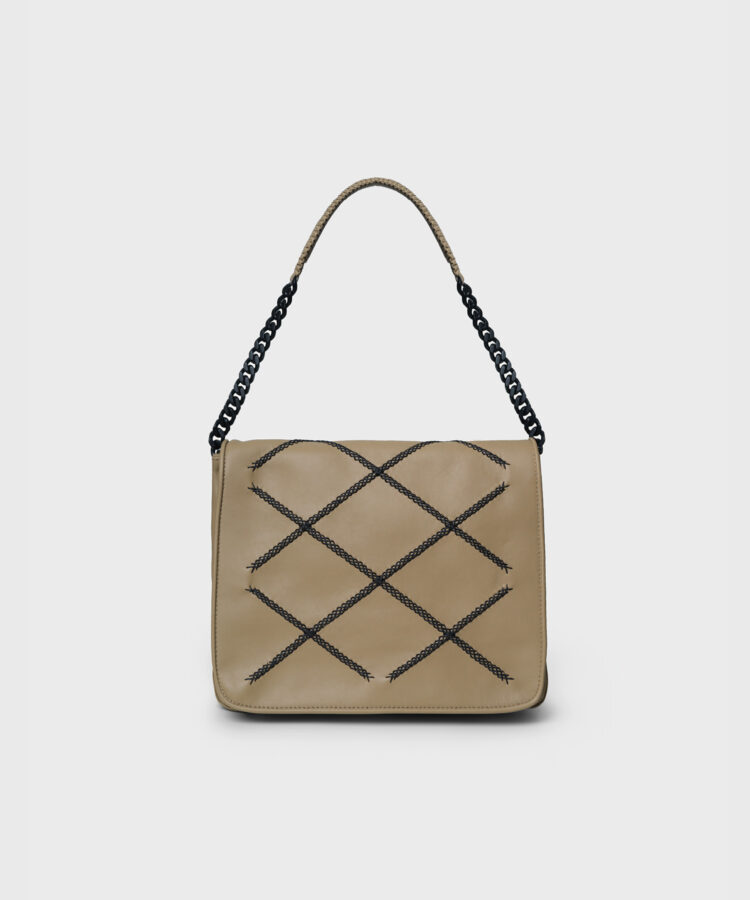 Flap Bag in Latte Smooth Leather