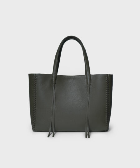 Medium Tote in Black Grained Leather - Callista