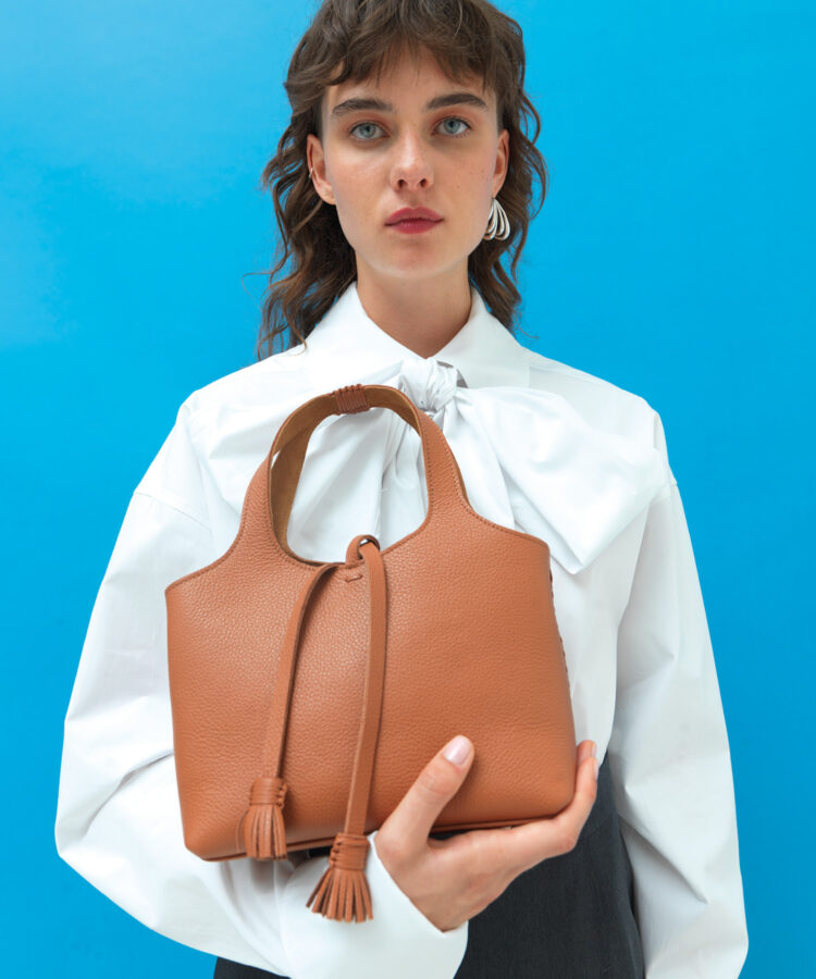 Mini City Bag in Caramel Grained Leather - Callista