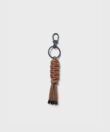 Macrame Keychain in Caramel Grained Leather