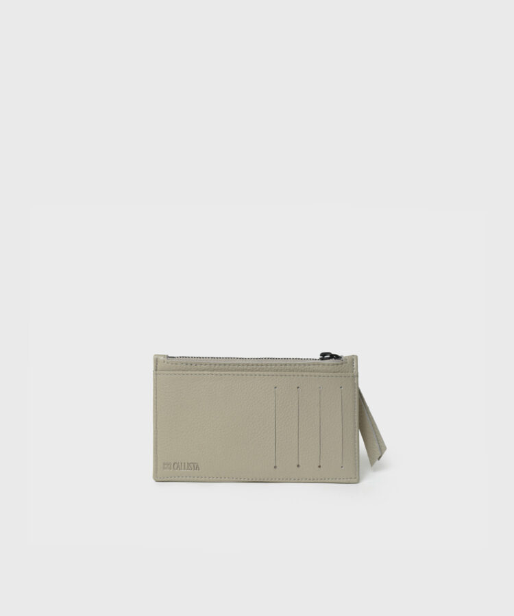 Long Zipped Card Holder in Stone Grained Leather