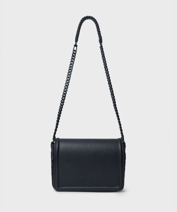 Maxi Box Bag in Black Smooth Leather - Callista