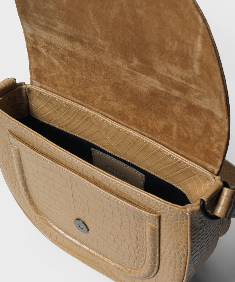 Gitane Bag in Beige Croc-Effect Glossed Leather