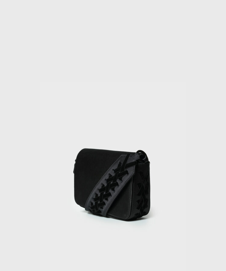 Mini Box Bag in Black Satin & Velvet
