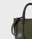 Micro Tote in Olive Croc-Effect Glossed Leather