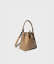 Micro Bucket in Beige Croc-Effect Glossed Leather