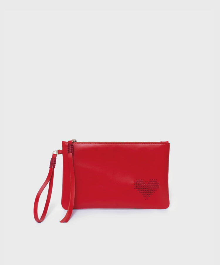 Love Pochette in Red Grained Leather