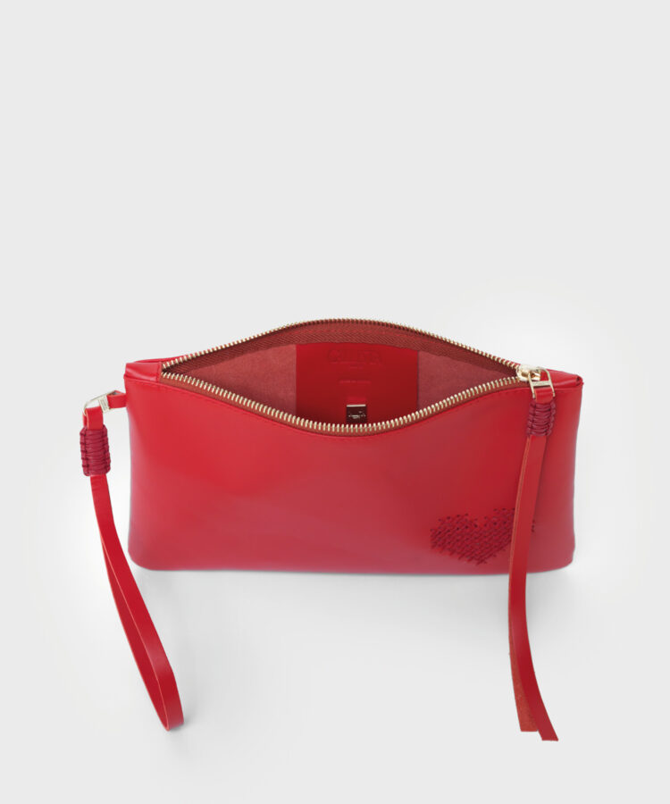 Love Pochette in Red Grained Leather