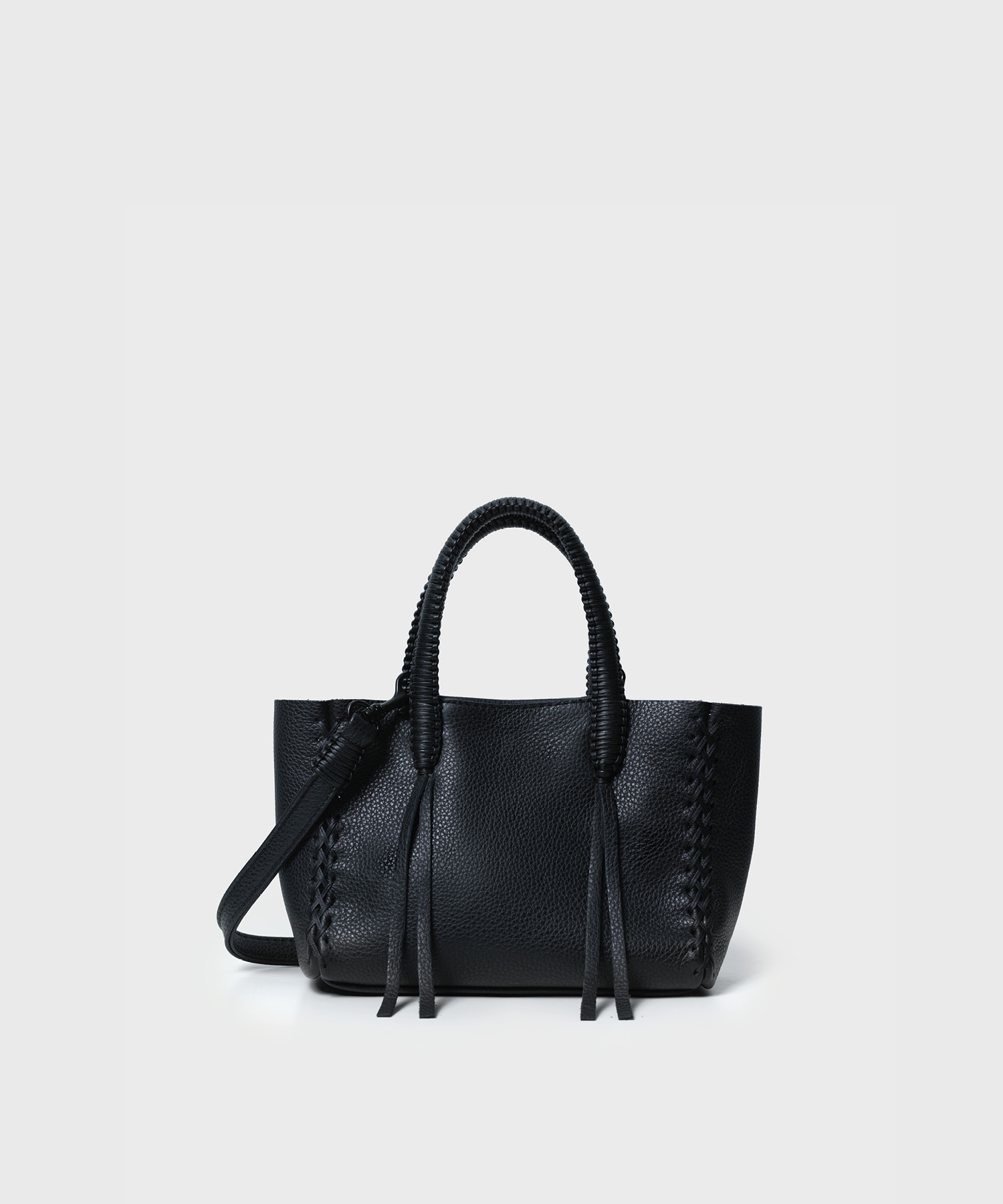 Micro Tote in Black Grained Leather - Callista