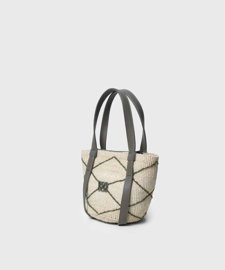 CC Mini Basket Bag in Khaki Leather